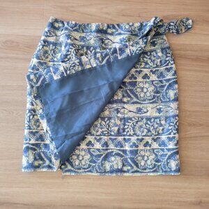 Vintage Mini wrap skirt 100% linen shell bohemium style size 4